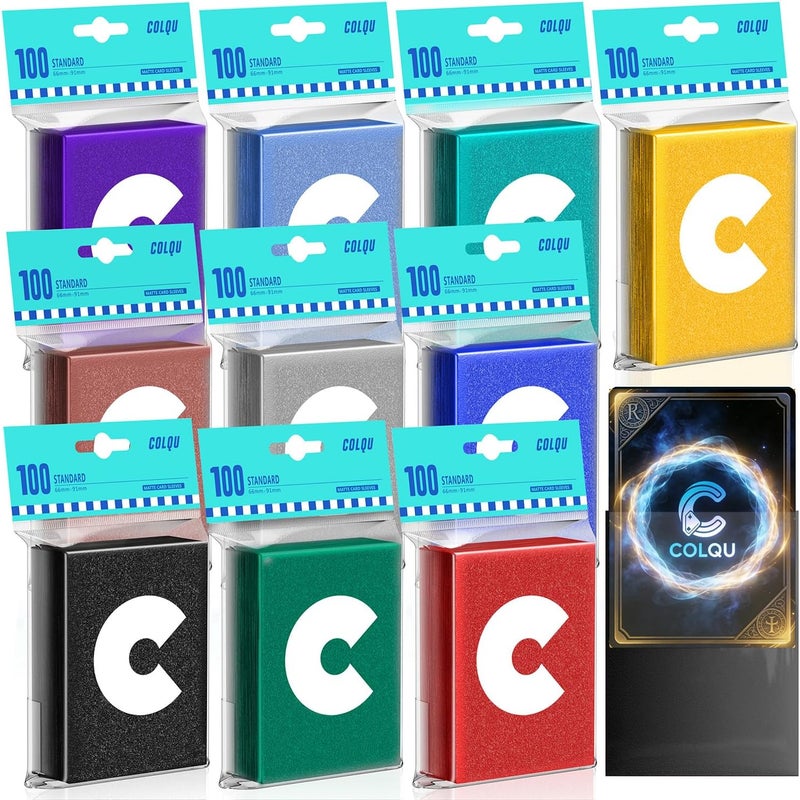 COLQU أكمام بطاقات غير لامعة 1000 قطعة، 10 ألوان تناسب بطاقات MTG و TCG، واقيات أكمام للعبة البيسبول والرياضات والتجارة - Image 1